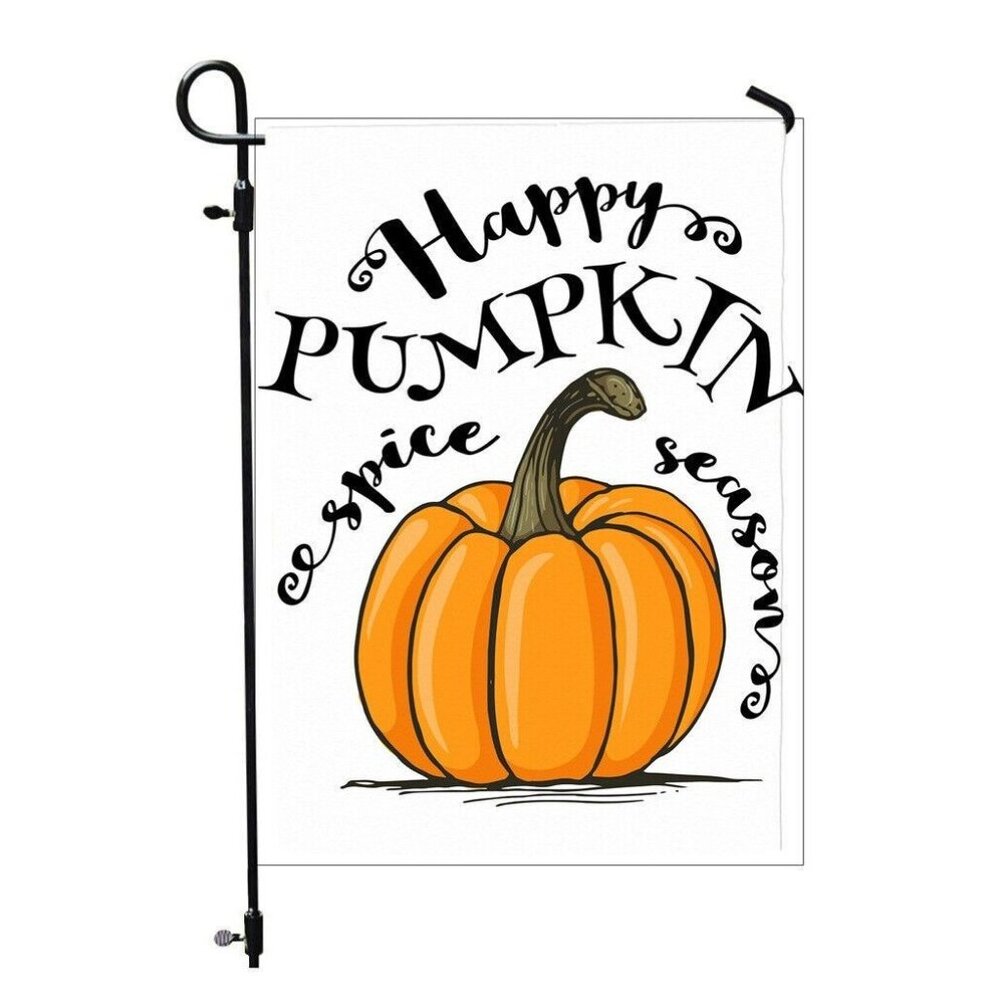 Happy Pumpkin Spice Season White Double Sided Fall Garden Flag Pumpkin NEW 12x18